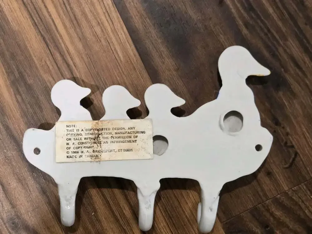 Vtg 1986 Ceramic Mother Duck Ducklings Wall Hook Coat Rack Country Farmhouse